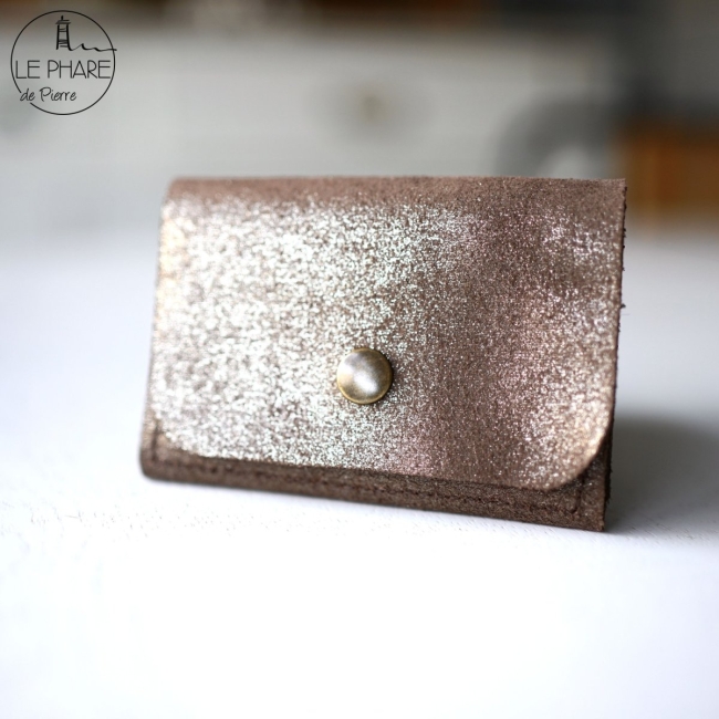 Porte-cartes en cuir pailleté