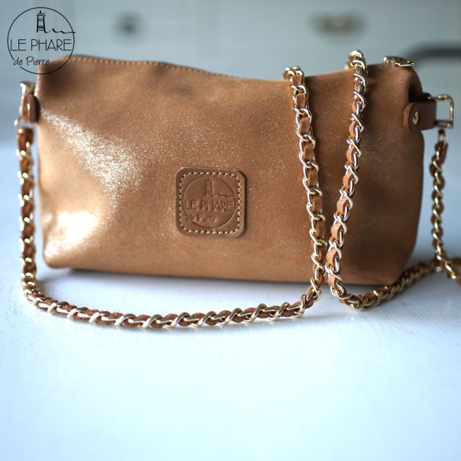 Besace Dune en cuir pailleté 